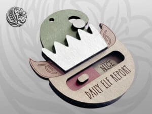 Naughty Nice Christmas Ornament with wooden elf face and sliding behaviour tracker available finished or DIY