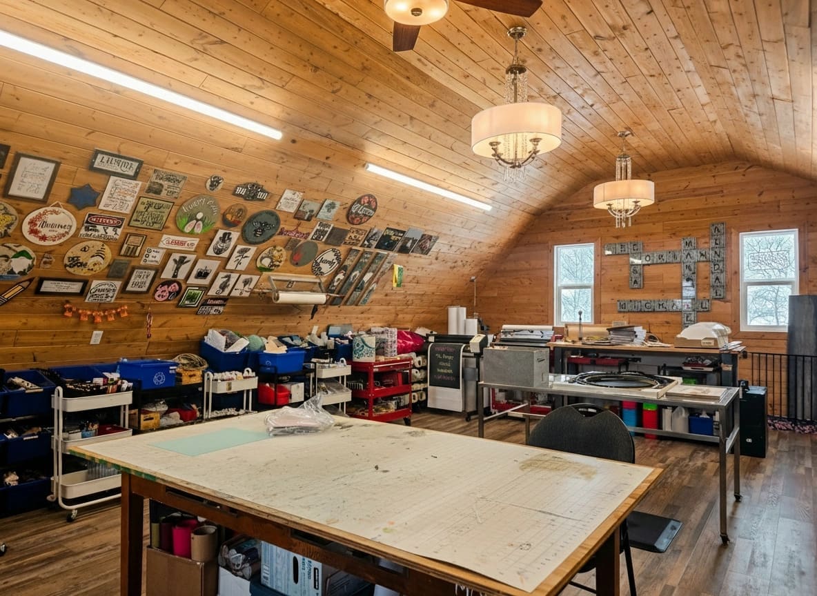 Grey Barn Handwerk workshop interior St. Gregor Saskatchewan craft space